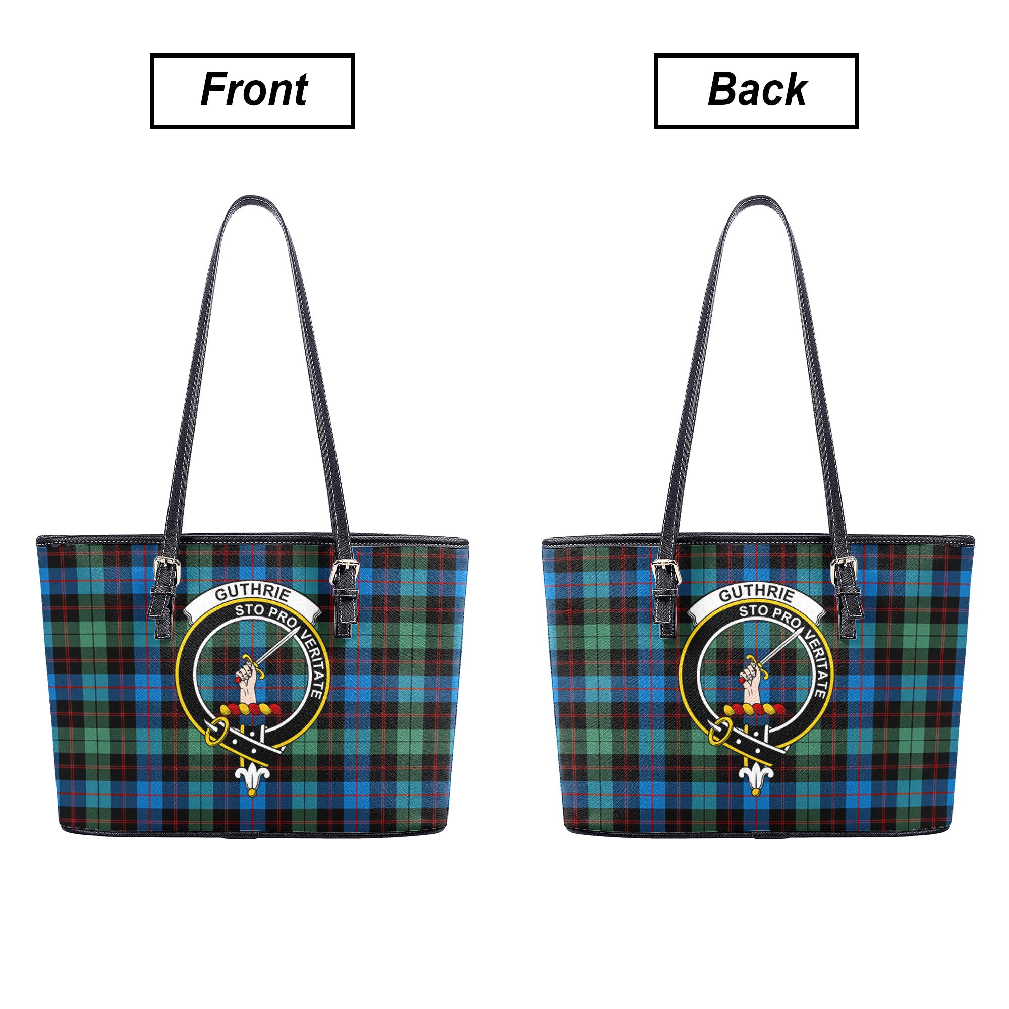 Guthrie Ancient Tartan Crest Leather Tote Bag
