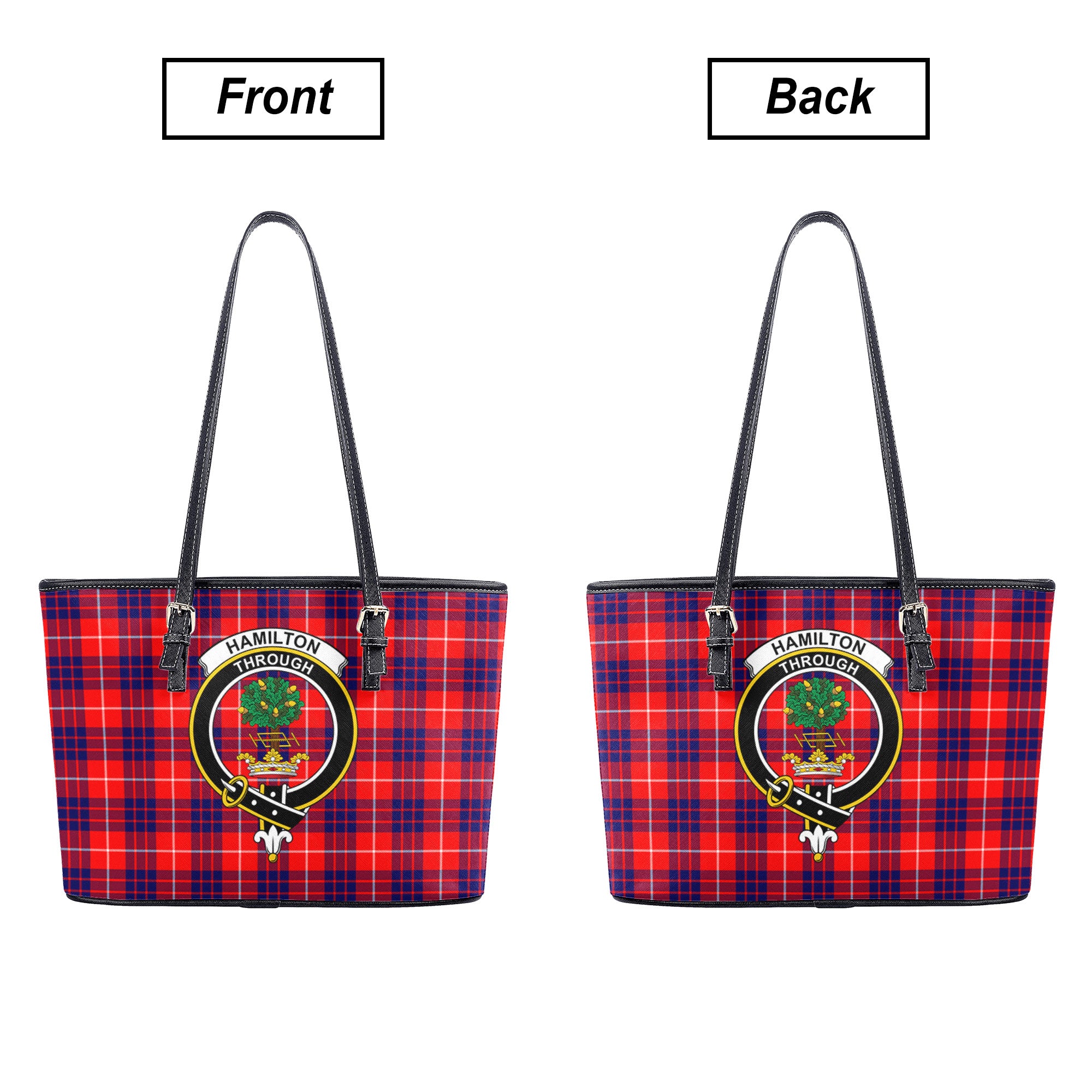 Hamilton Modern Tartan Crest Leather Tote Bag