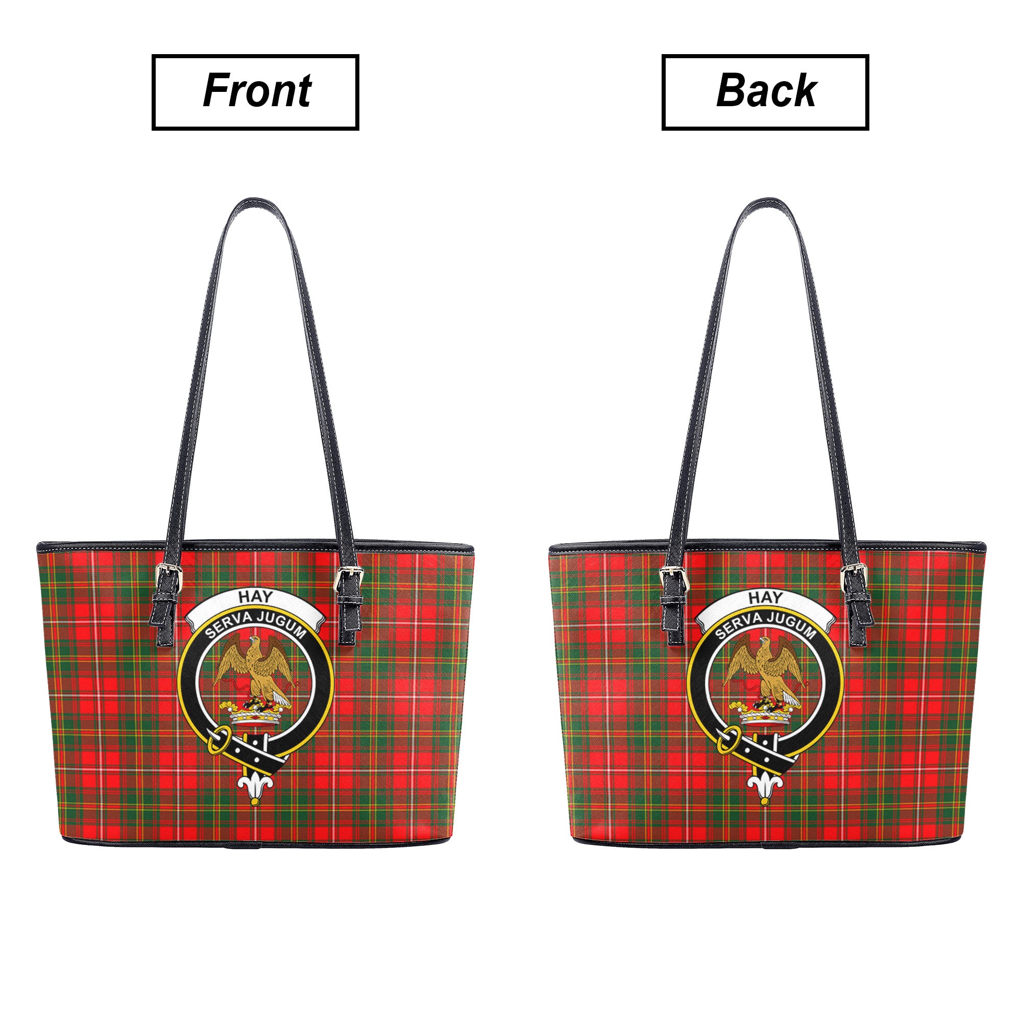 Hay Modern Tartan Crest Leather Tote Bag