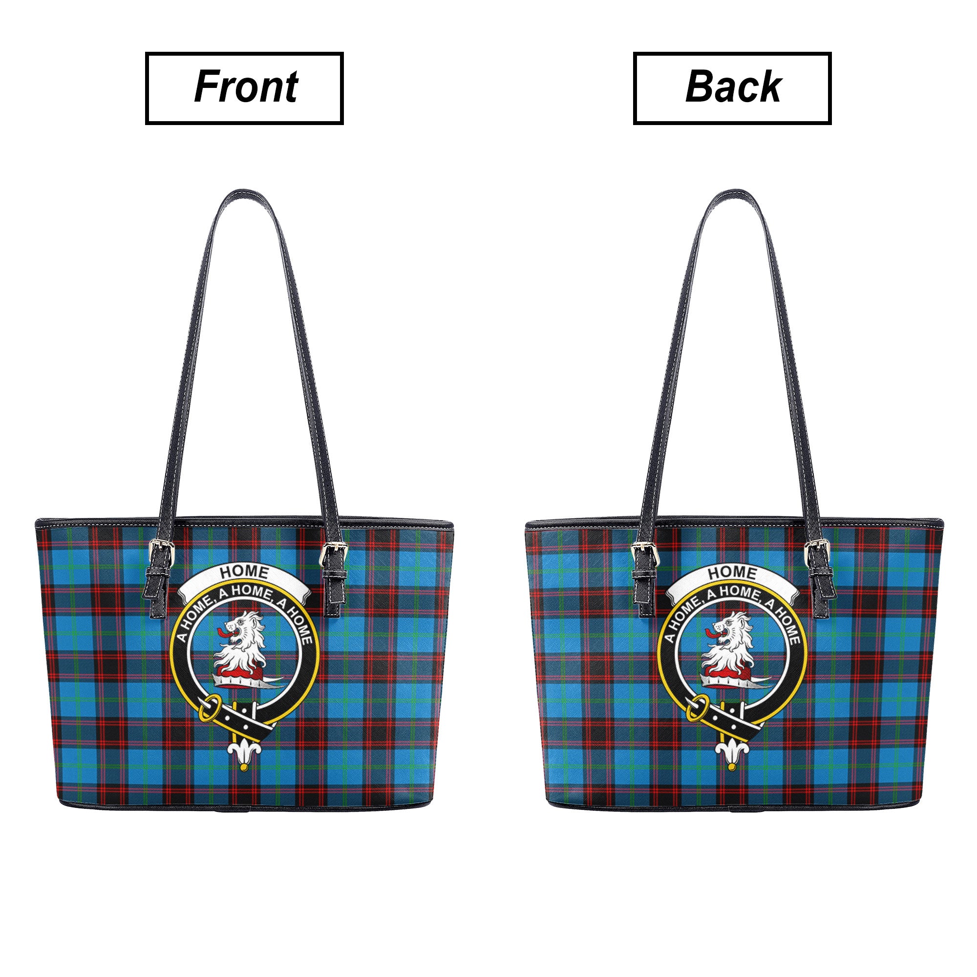 Home Ancient Tartan Crest Leather Tote Bag
