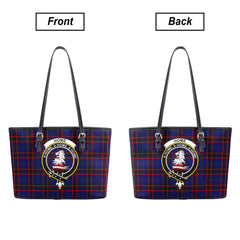 Home Modern Tartan Crest Leather Tote Bag