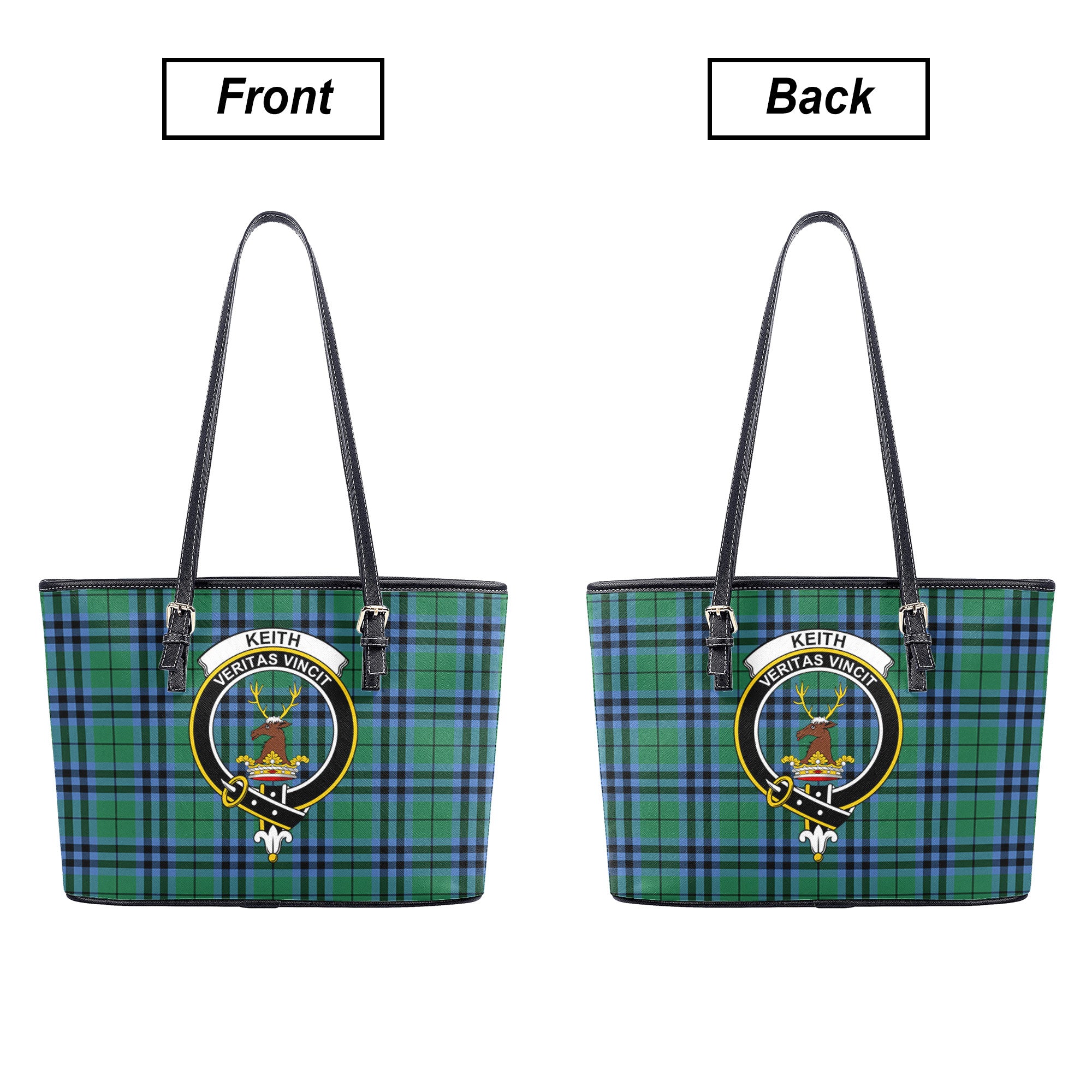 Keith Ancient Tartan Crest Leather Tote Bag