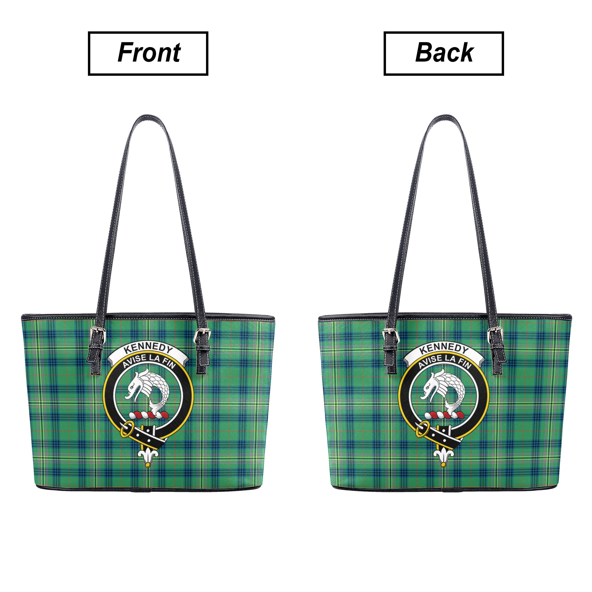Kennedy Ancient Tartan Crest Leather Tote Bag