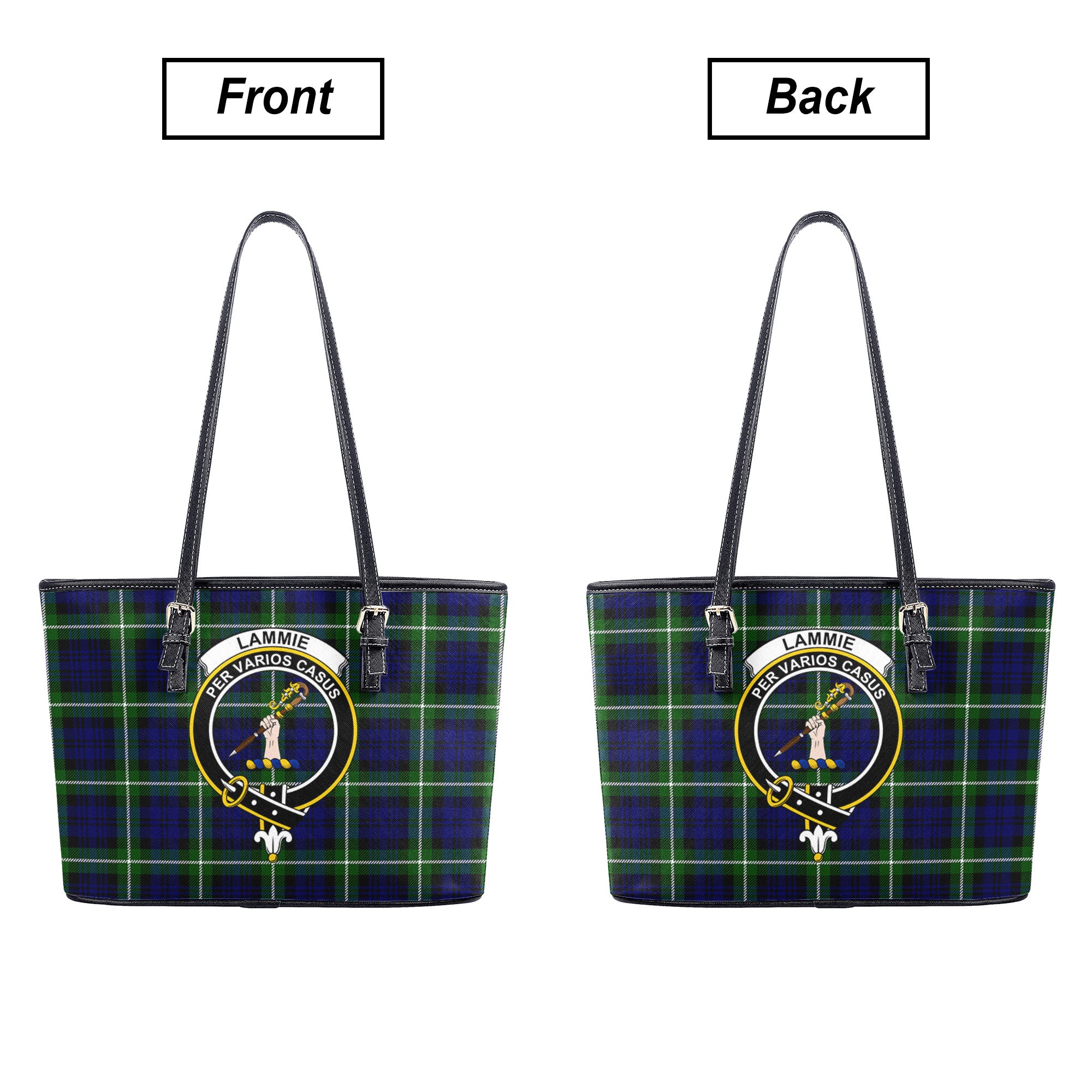 Lammie Tartan Crest Leather Tote Bag