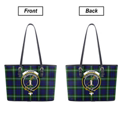 Lammie Tartan Crest Leather Tote Bag