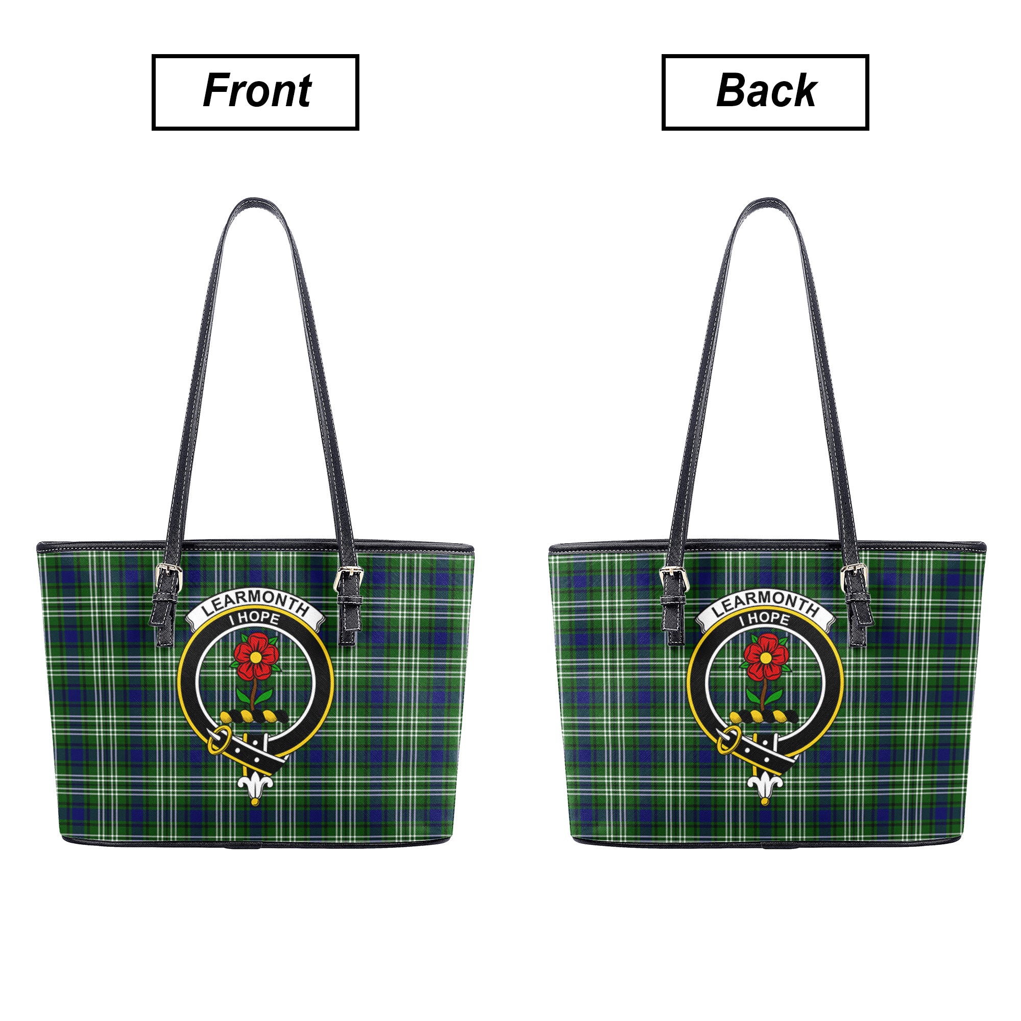 Learmonth Tartan Crest Leather Tote Bag