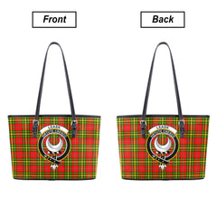 Leask Tartan Crest Leather Tote Bag