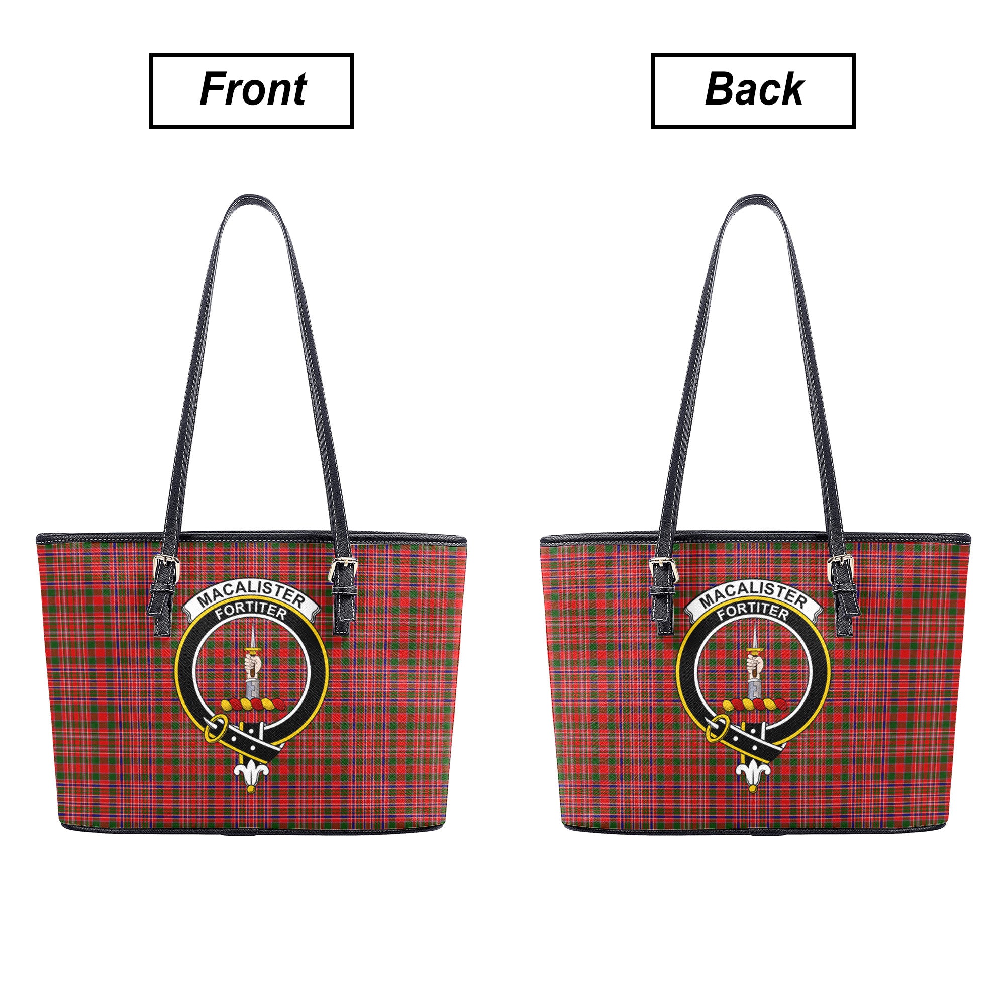 MacAlister Modern Tartan Crest Leather Tote Bag