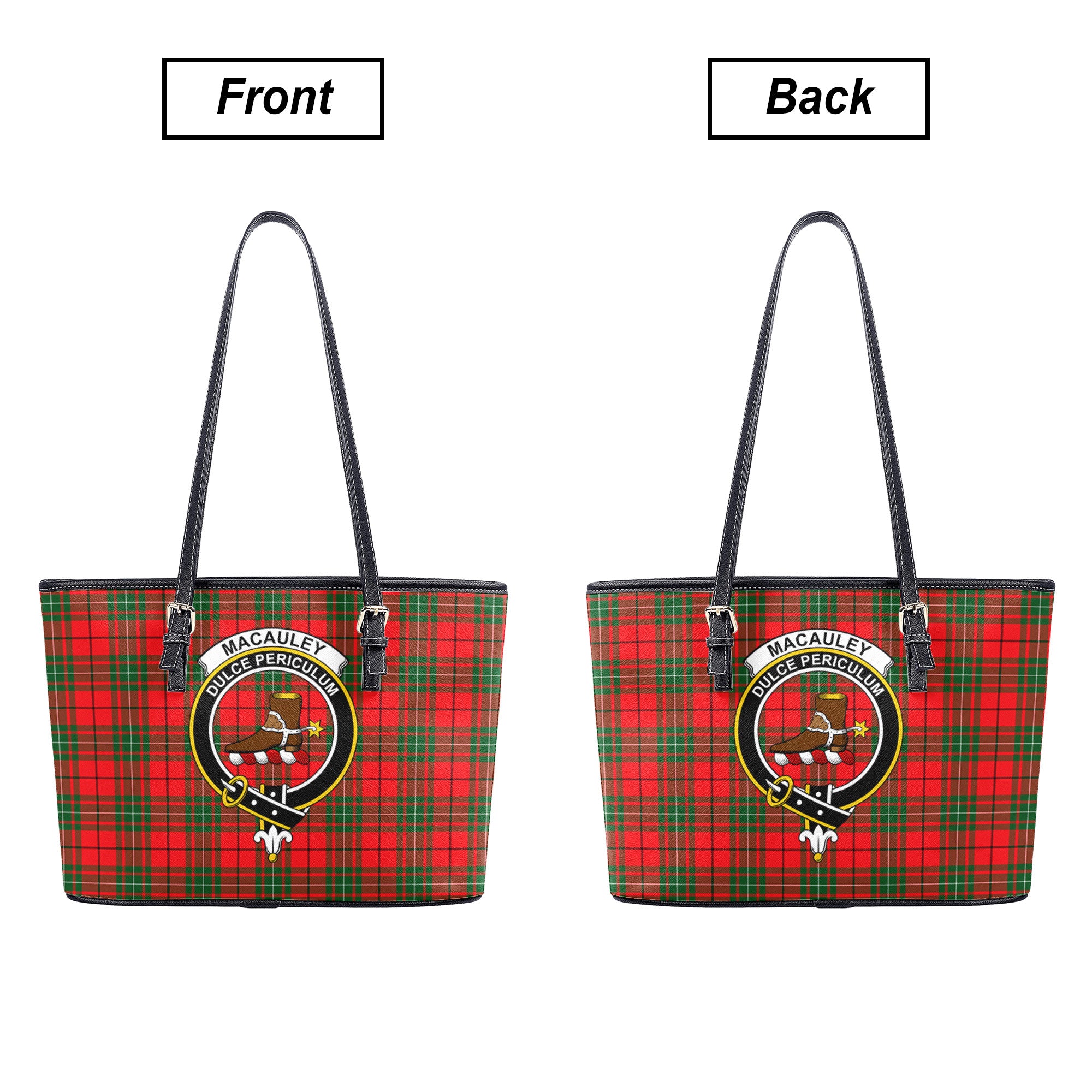 MacAuley Modern Tartan Crest Leather Tote Bag