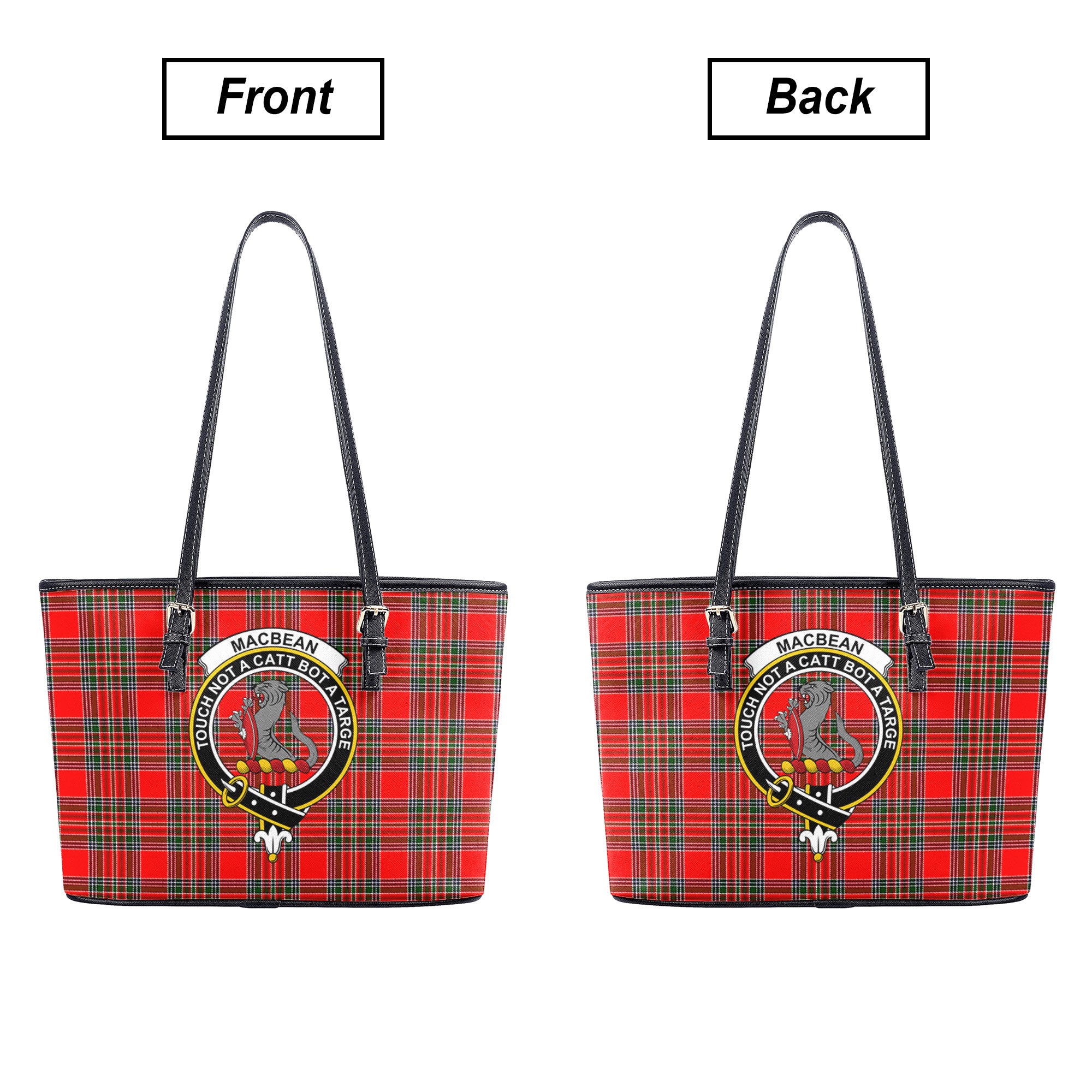 MacBean Tartan Crest Leather Tote Bag