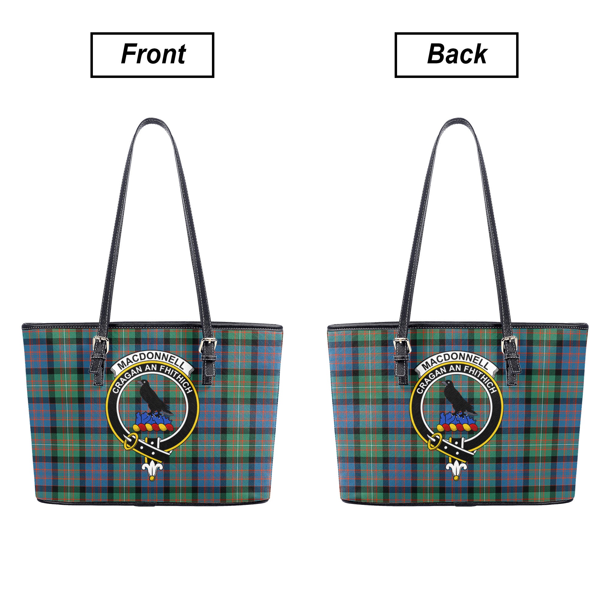 MacDonnell of Glengarry Ancient Tartan Crest Leather Tote Bag
