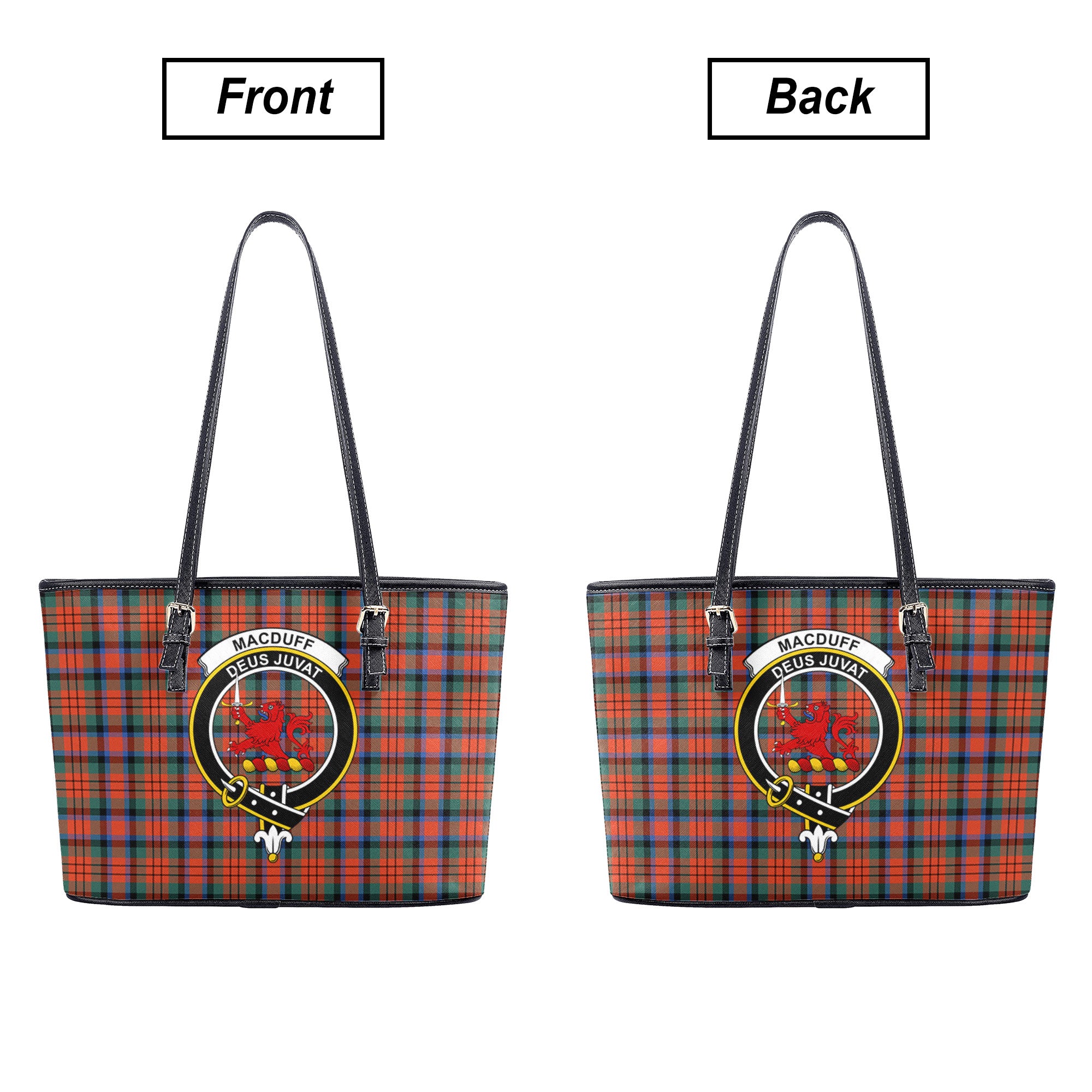 MacDuff Ancient Tartan Crest Leather Tote Bag
