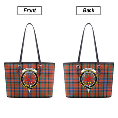 MacDuff Ancient Tartan Crest Leather Tote Bag