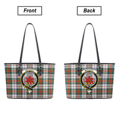 MacDuff Dress Ancient Tartan Crest Leather Tote Bag