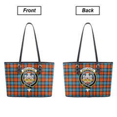 MacLachlan Ancient Tartan Crest Leather Tote Bag