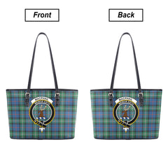 MacPhail Hunting Ancient Tartan Crest Leather Tote Bag