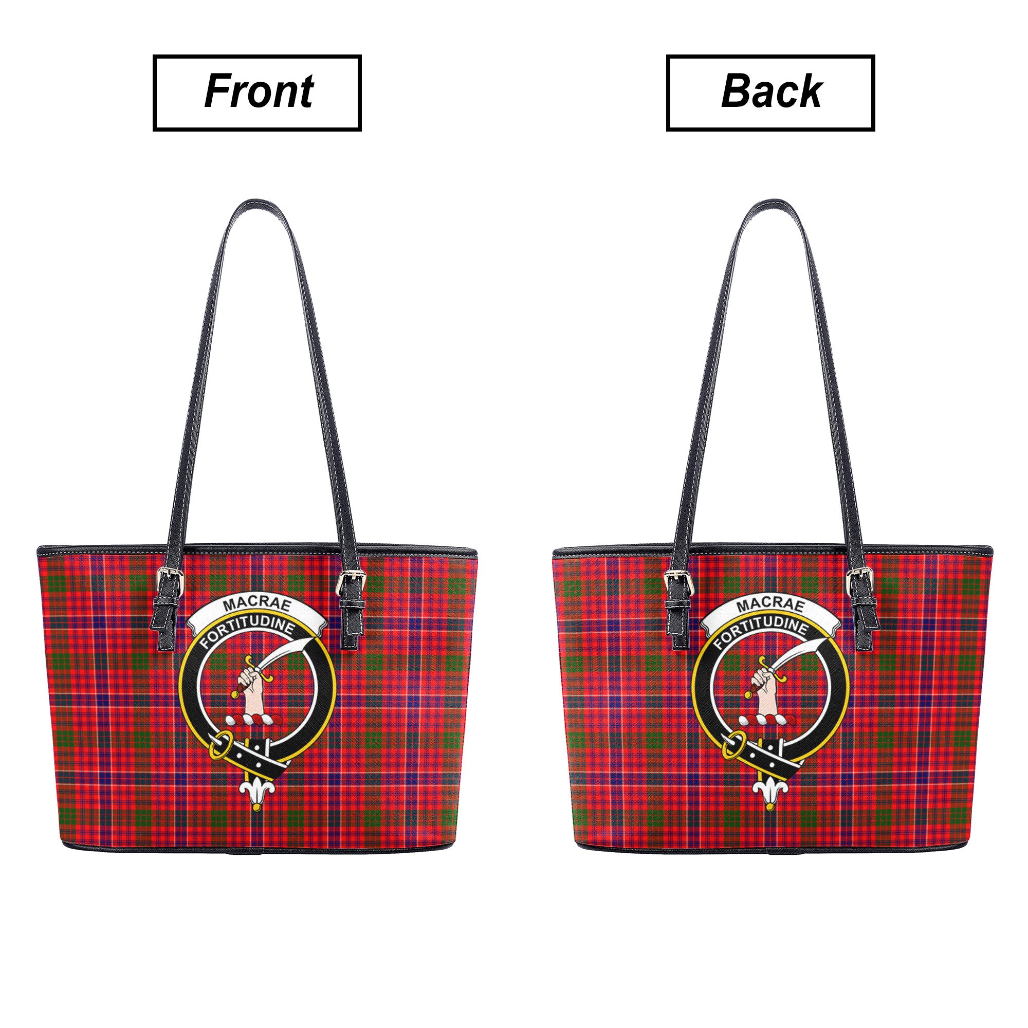 MacRae Modern Tartan Crest Leather Tote Bag