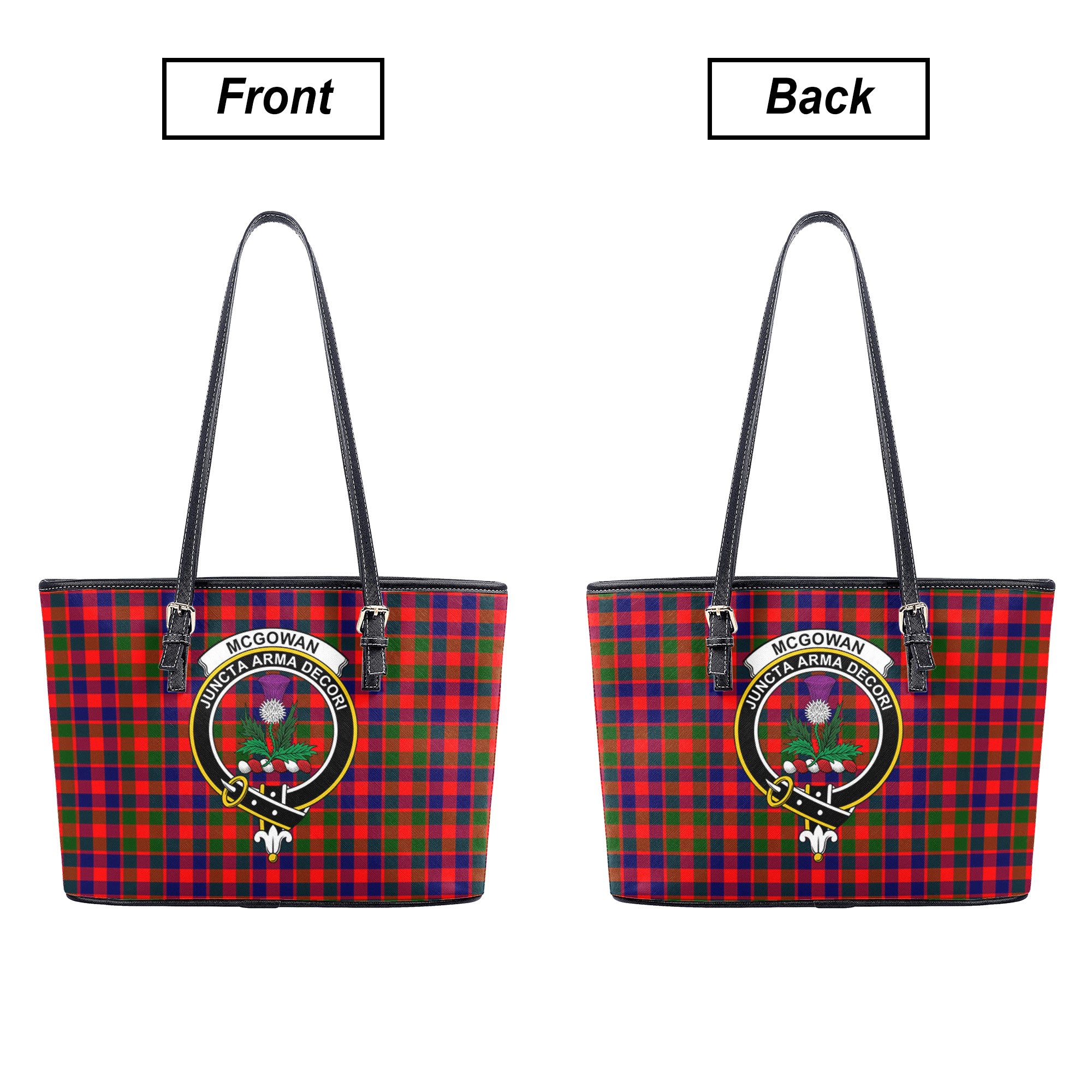 McGowan Tartan Crest Leather Tote Bag