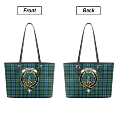 McKinlay Ancient Tartan Crest Leather Tote Bag