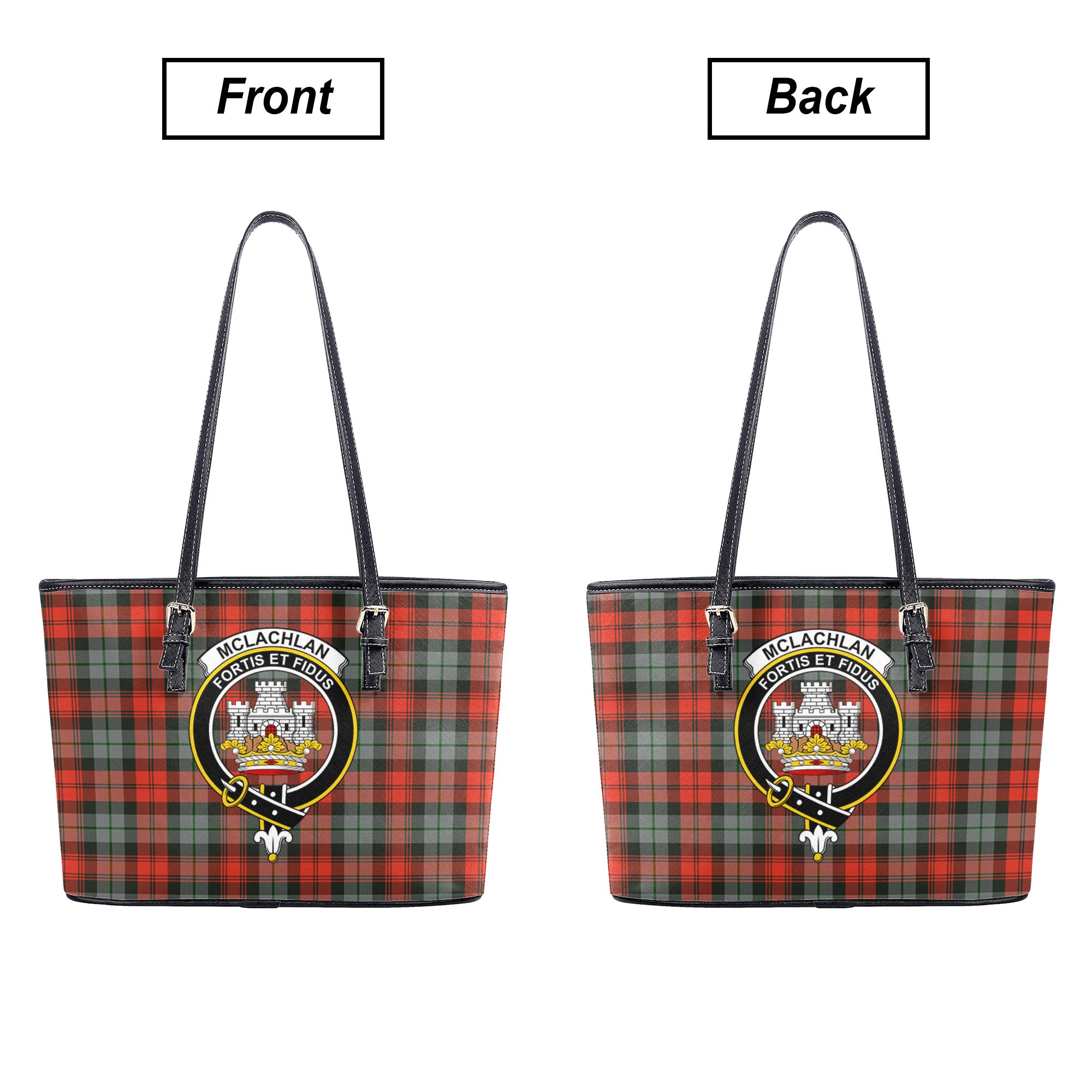 McLachlan Weathered Tartan Crest Leather Tote Bag