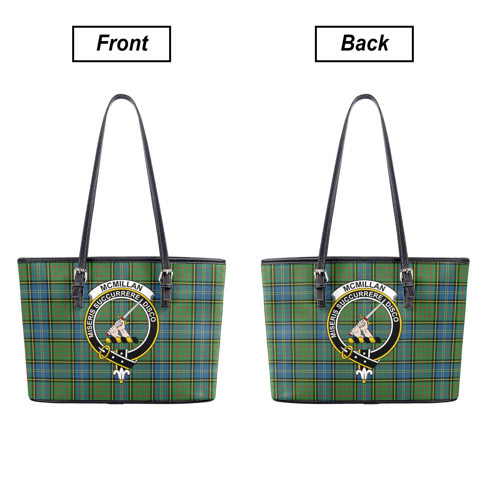 McMillan Hunting Ancient Tartan Crest Leather Tote Bag
