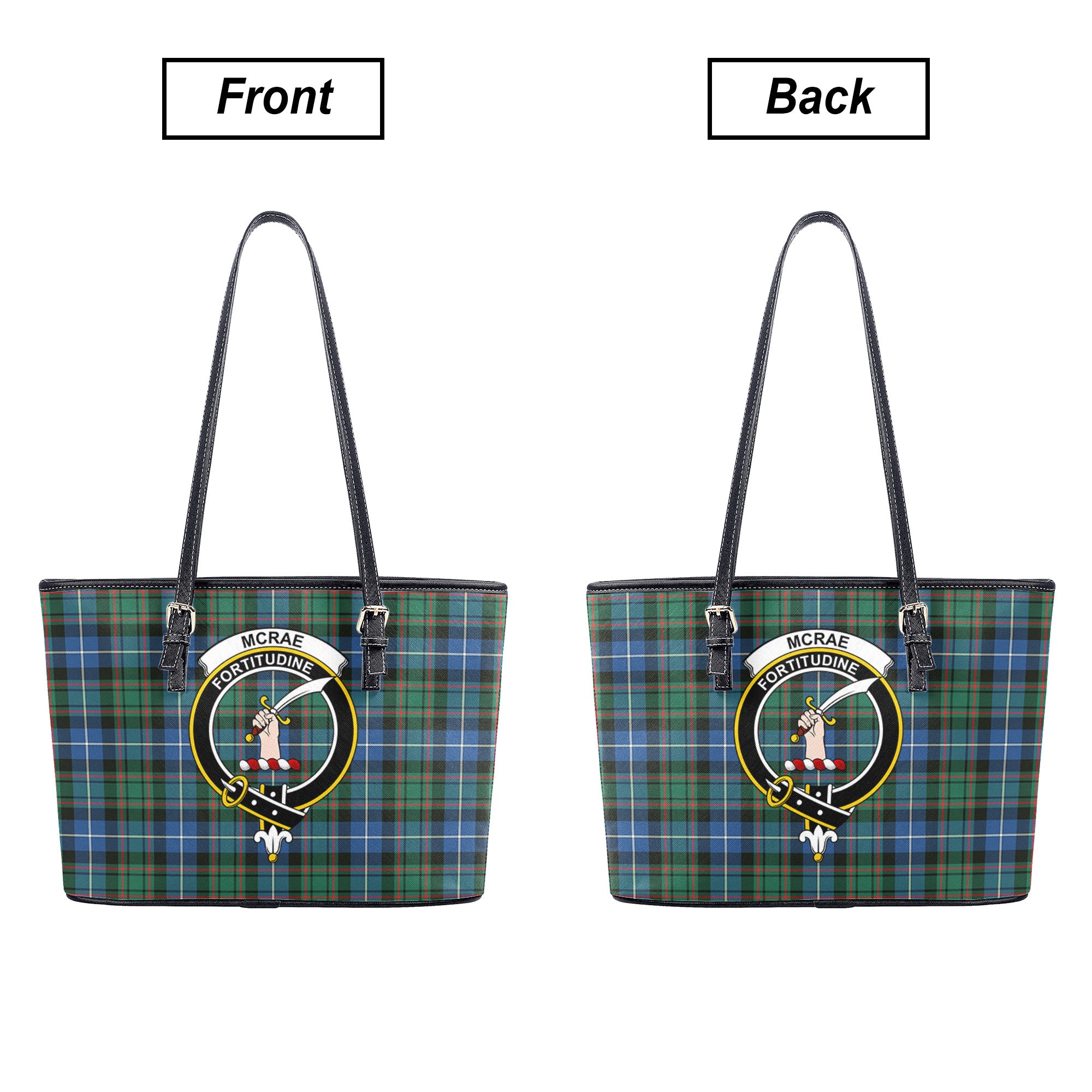 McRae Hunting Ancient Tartan Crest Leather Tote Bag