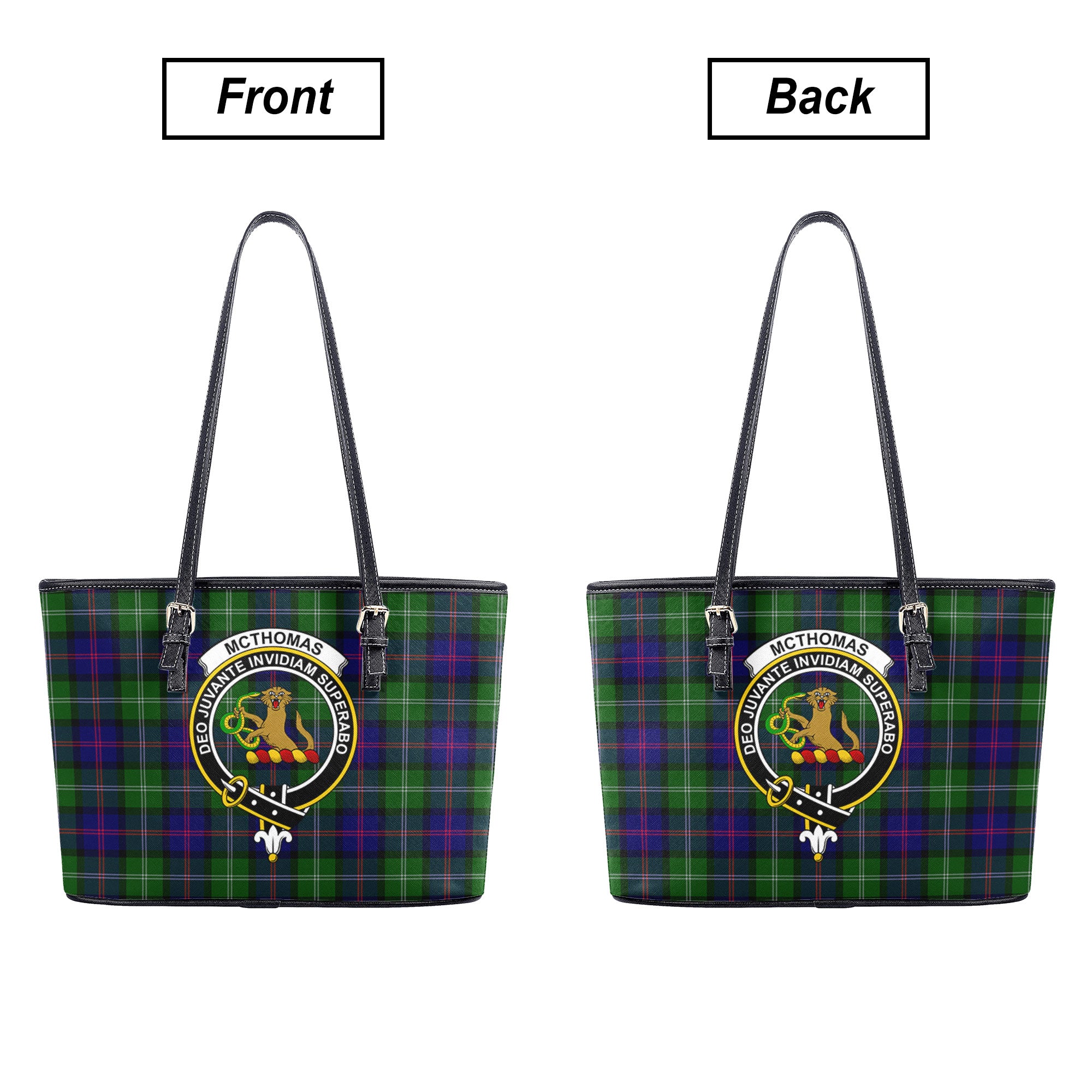 McThomas Modern Tartan Crest Leather Tote Bag