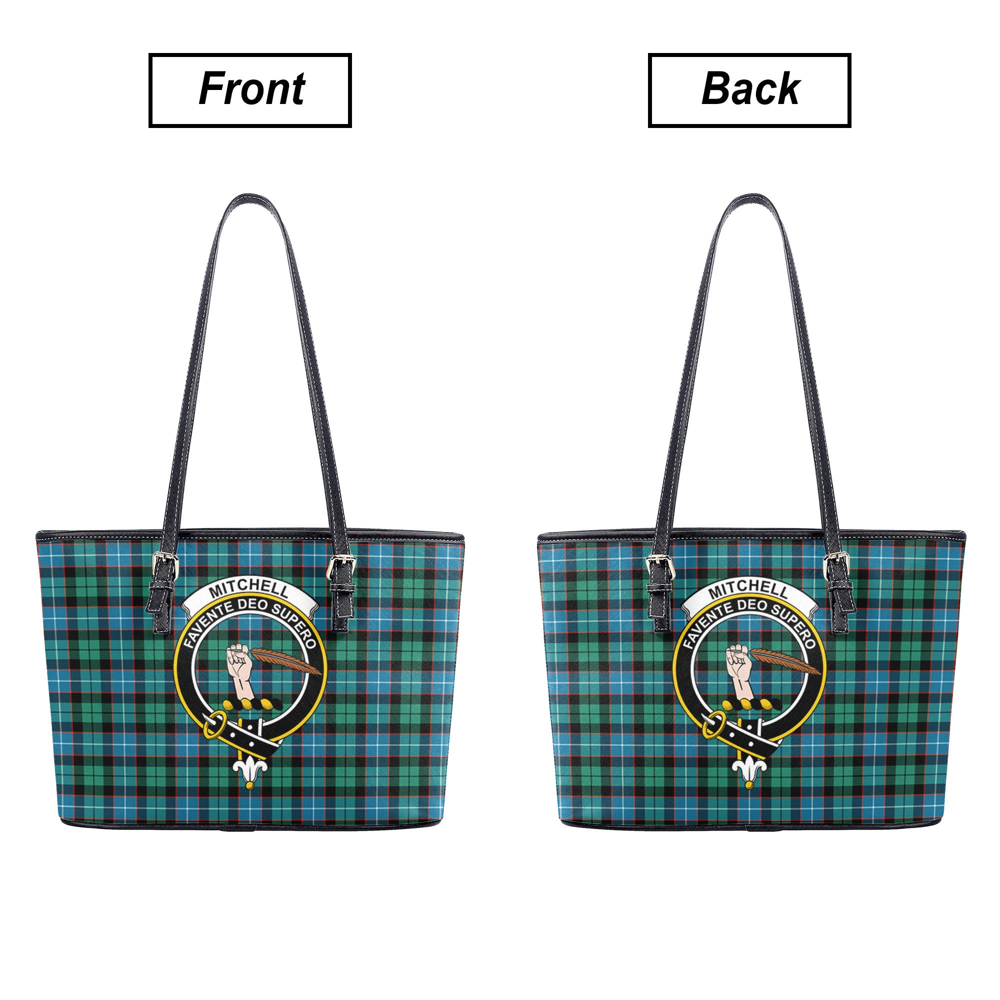 Mitchell Ancient Tartan Crest Leather Tote Bag
