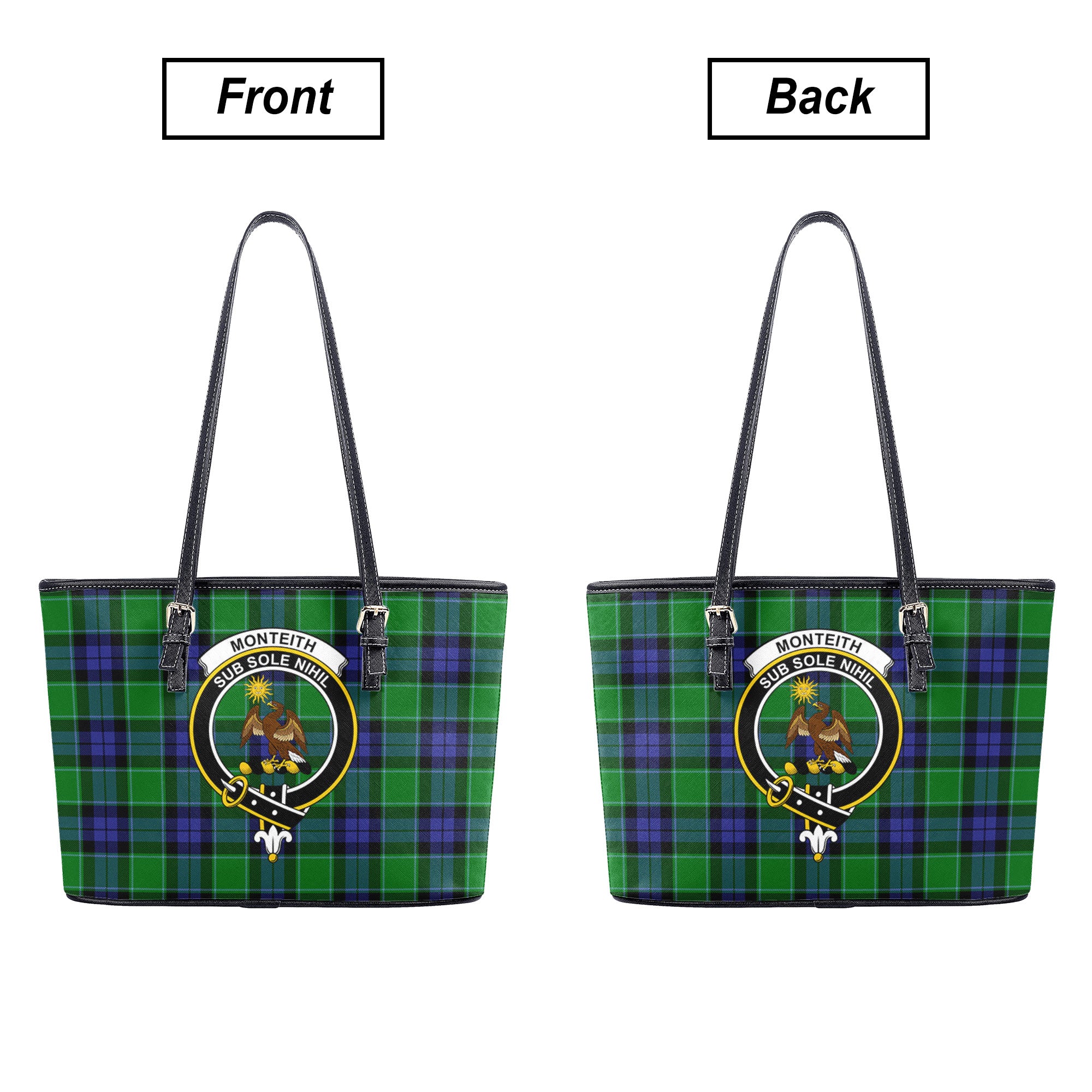 Monteith Tartan Crest Leather Tote Bag