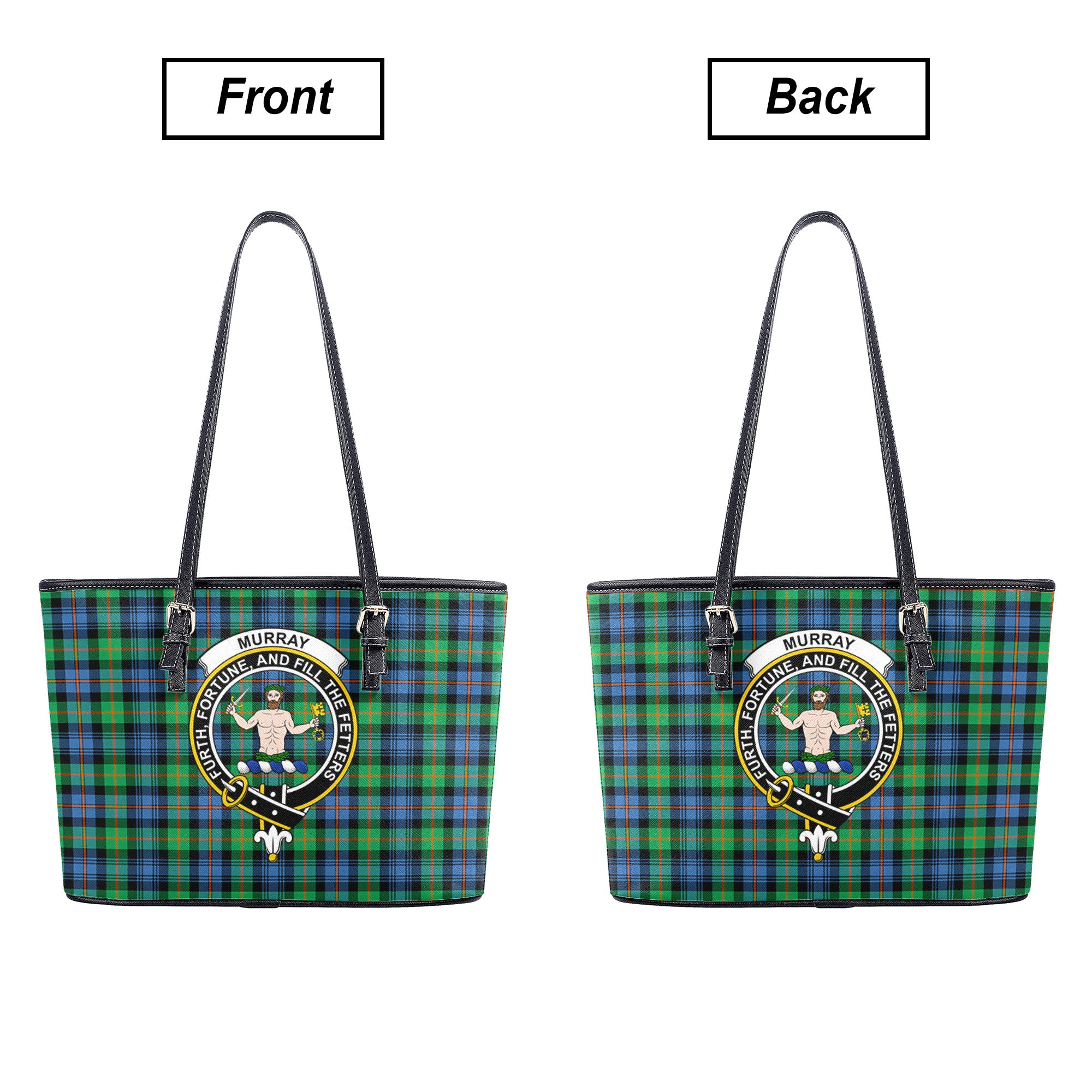 Murray of Atholl Ancient Tartan Crest Leather Tote Bag