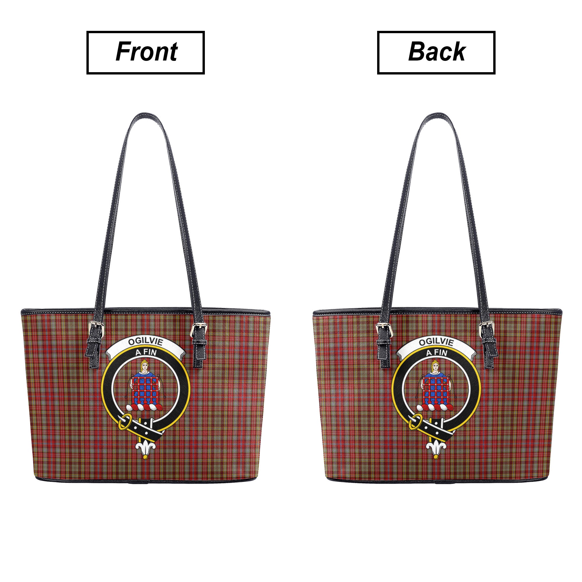 Ogilvie Tartan Crest Leather Tote Bag