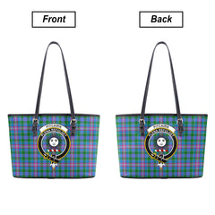 Pitcairn Hunting Tartan Crest Leather Tote Bag