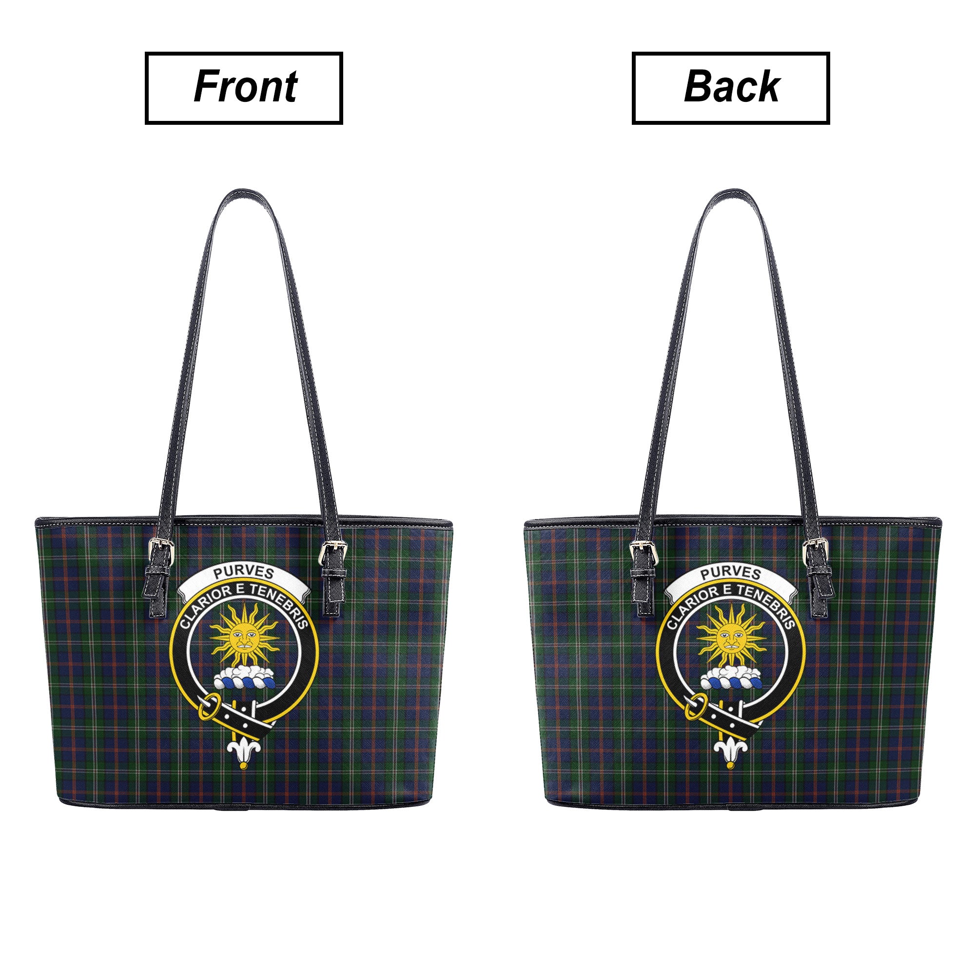 Purves Tartan Crest Leather Tote Bag