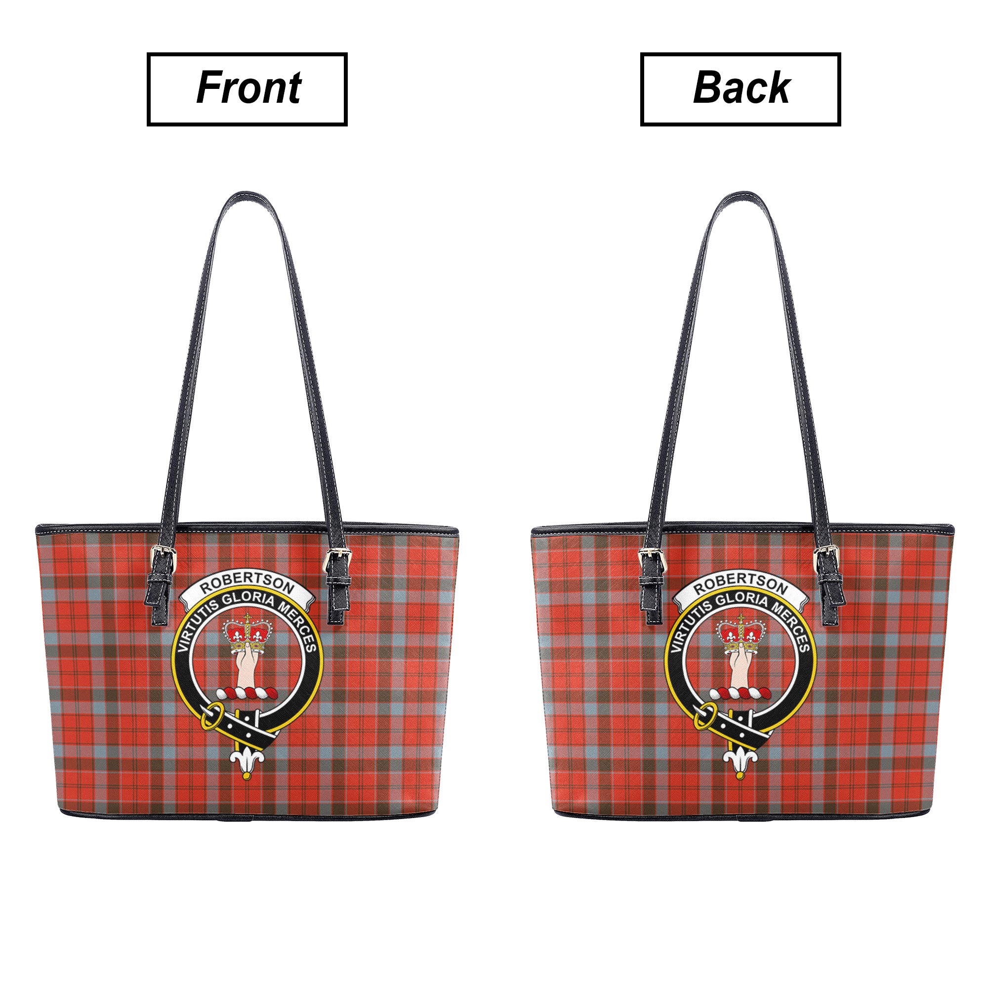Robertson Weathered Tartan Crest Leather Tote Bag