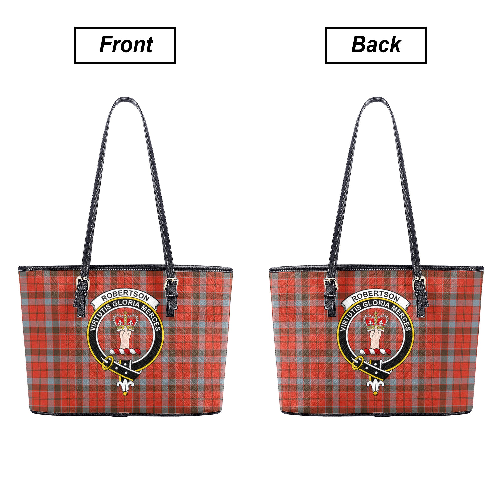 Robertson Weathered Tartan Crest Leather Tote Bag