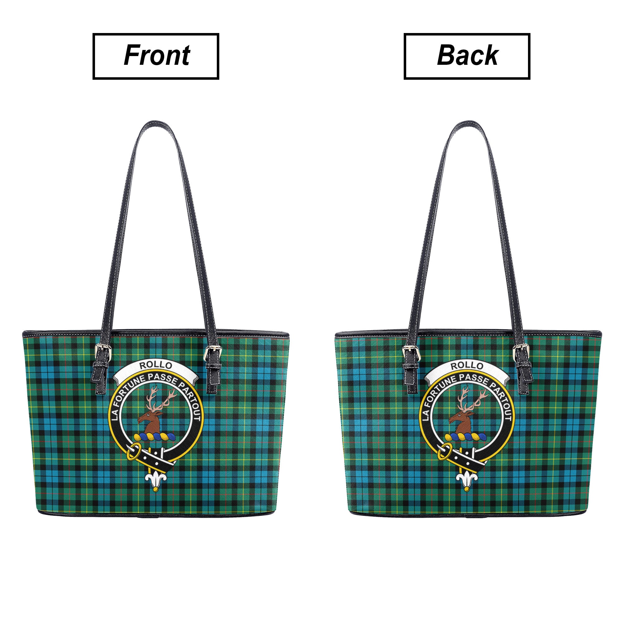 Rollo Ancient Tartan Crest Leather Tote Bag