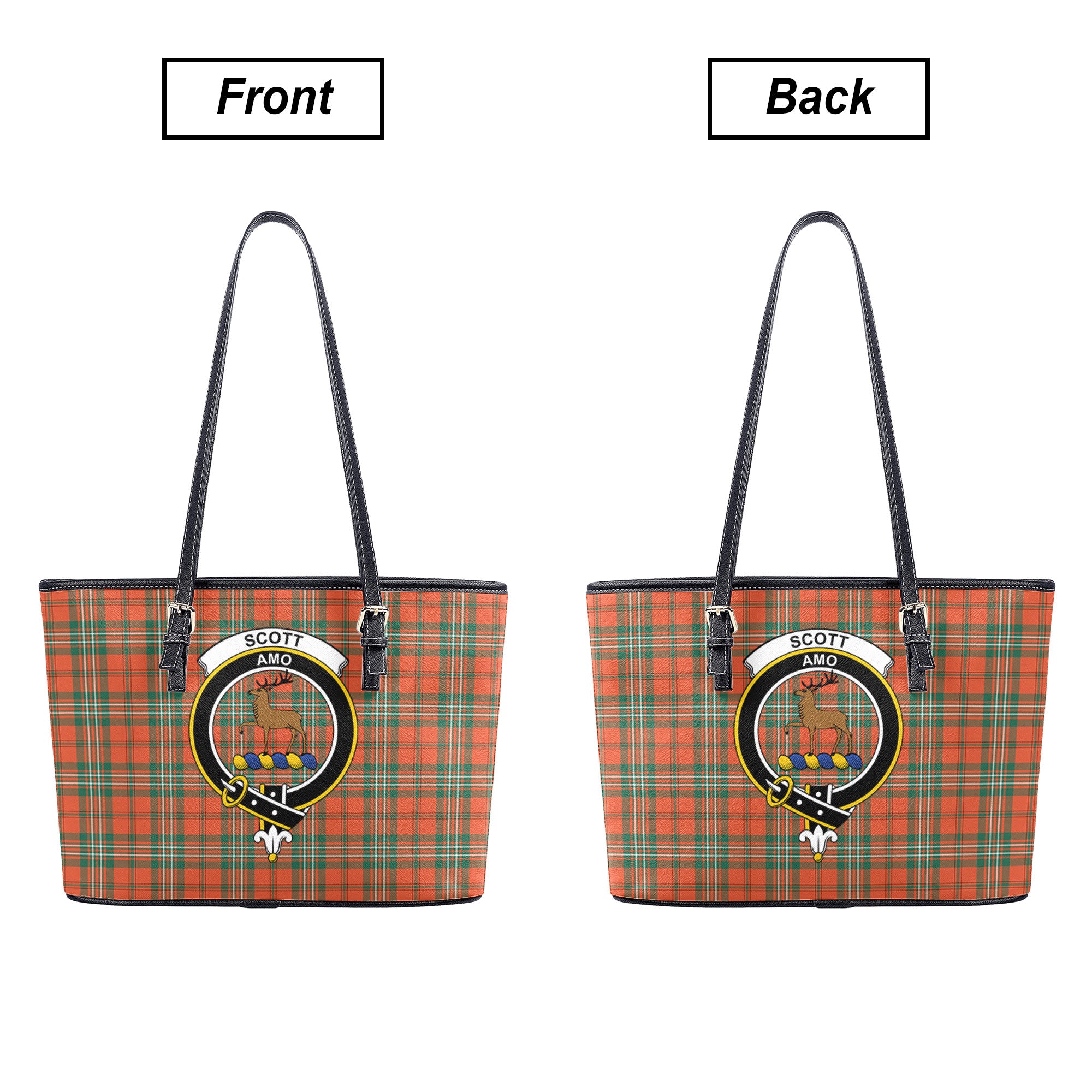 Scott Ancient Tartan Crest Leather Tote Bag