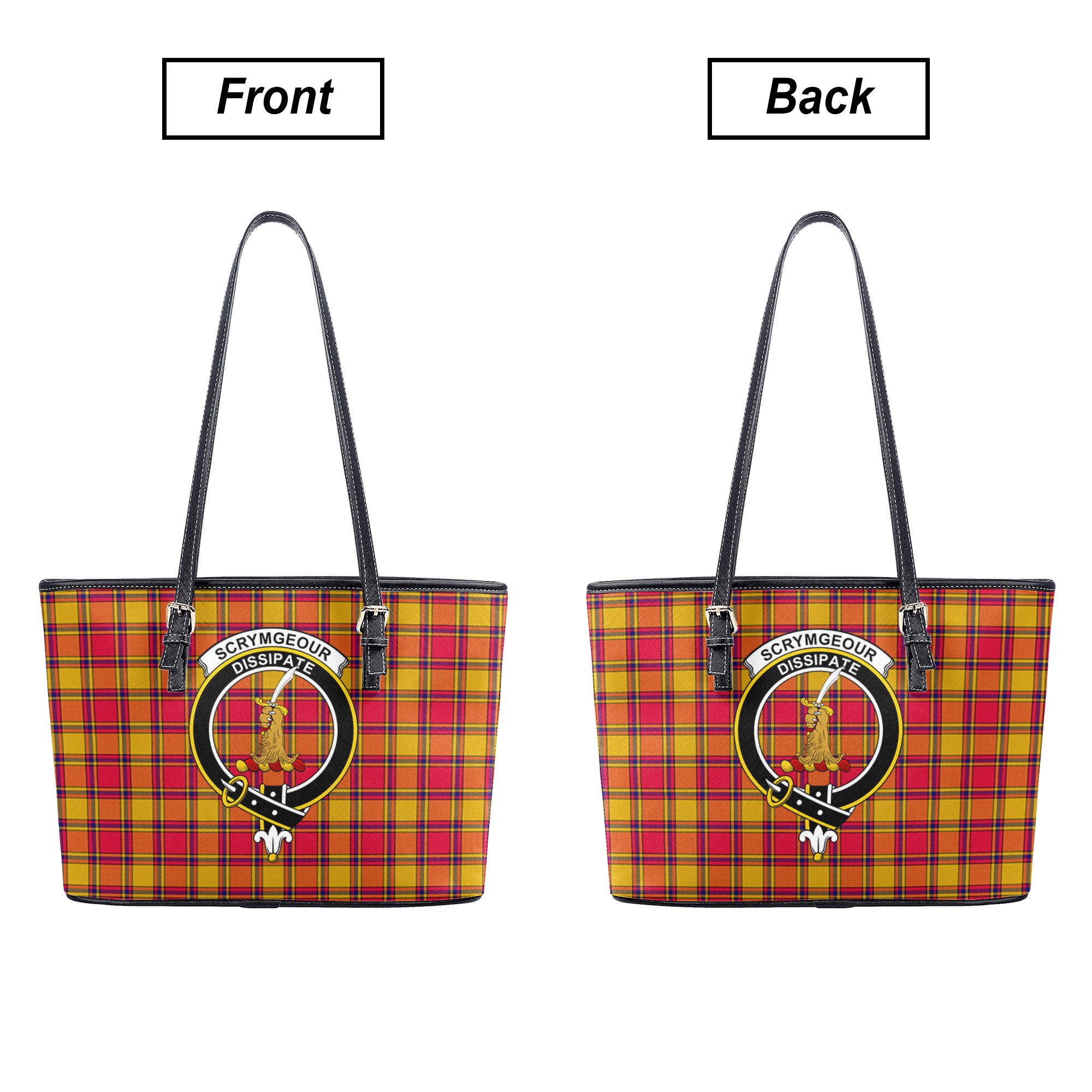 Scrymgeour Tartan Crest Leather Tote Bag