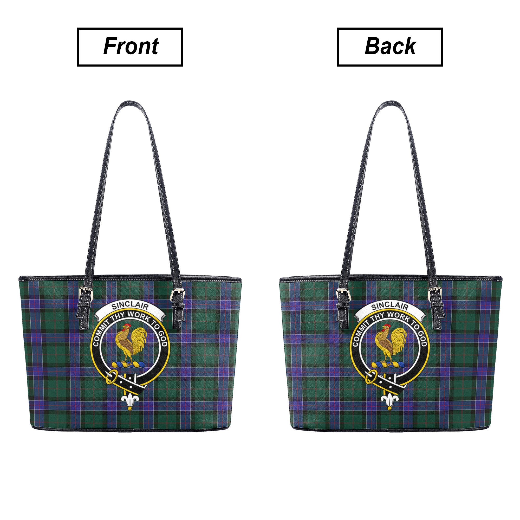 Sinclair Hunting Modern Tartan Crest Leather Tote Bag