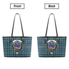 Weir Ancient Tartan Crest Leather Tote Bag
