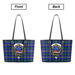 Weir Modern Tartan Crest Leather Tote Bag