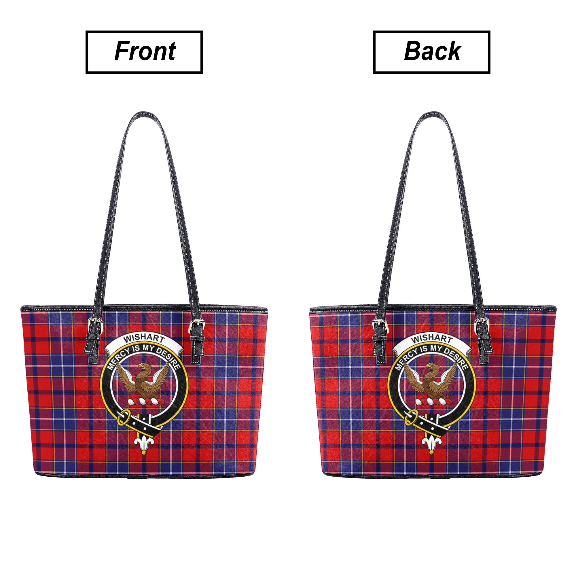 Wishart Dress Tartan Crest Leather Tote Bag