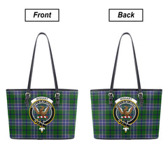 Wishart Hunting Tartan Crest Leather Tote Bag