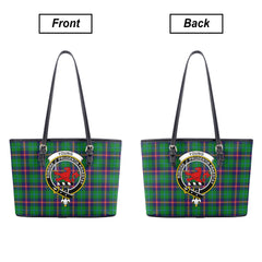 Young Modern Tartan Crest Leather Tote Bag
