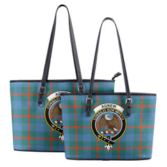 Agnew Ancient Tartan Crest Leather Tote Bag