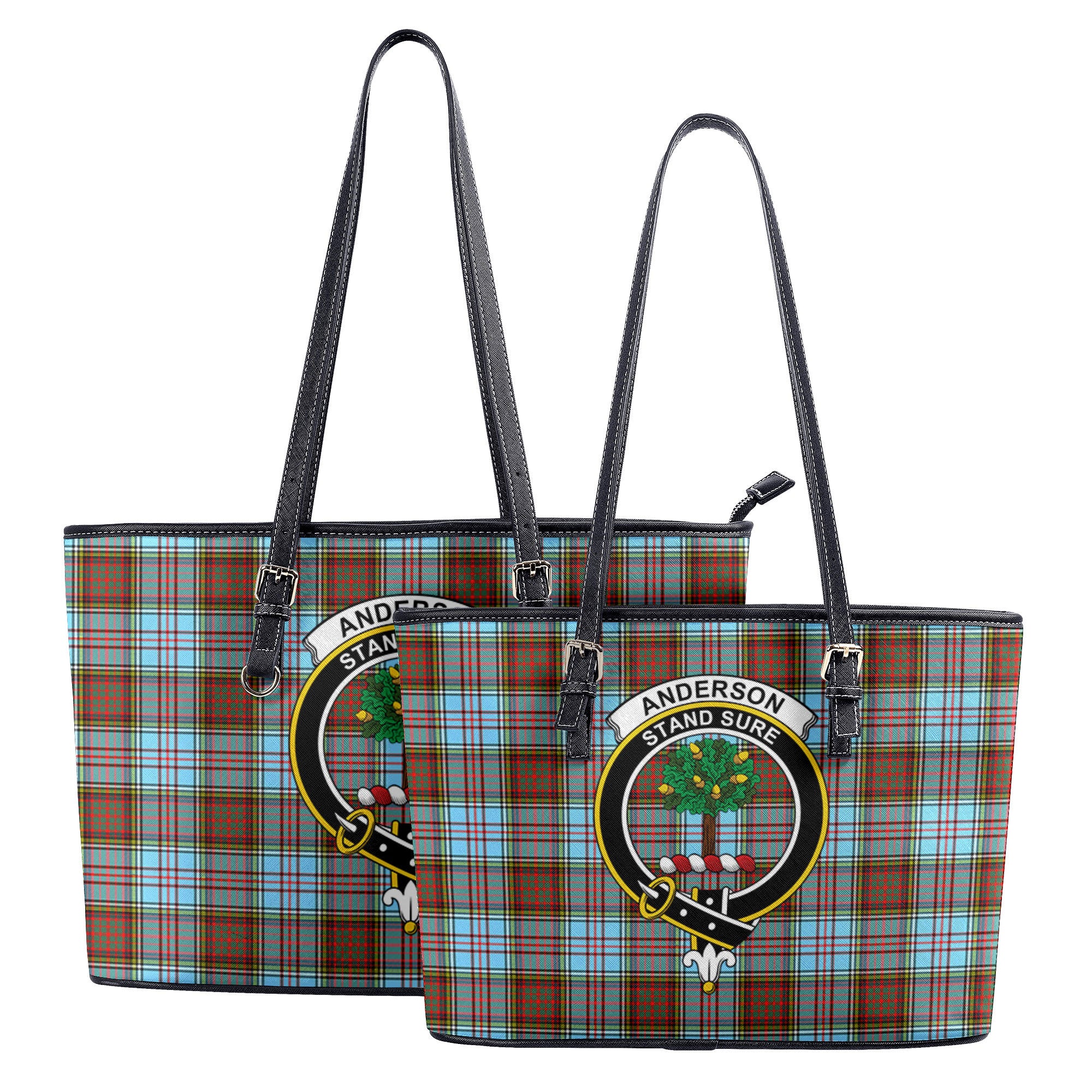 Anderson Ancient Tartan Crest Leather Tote Bag