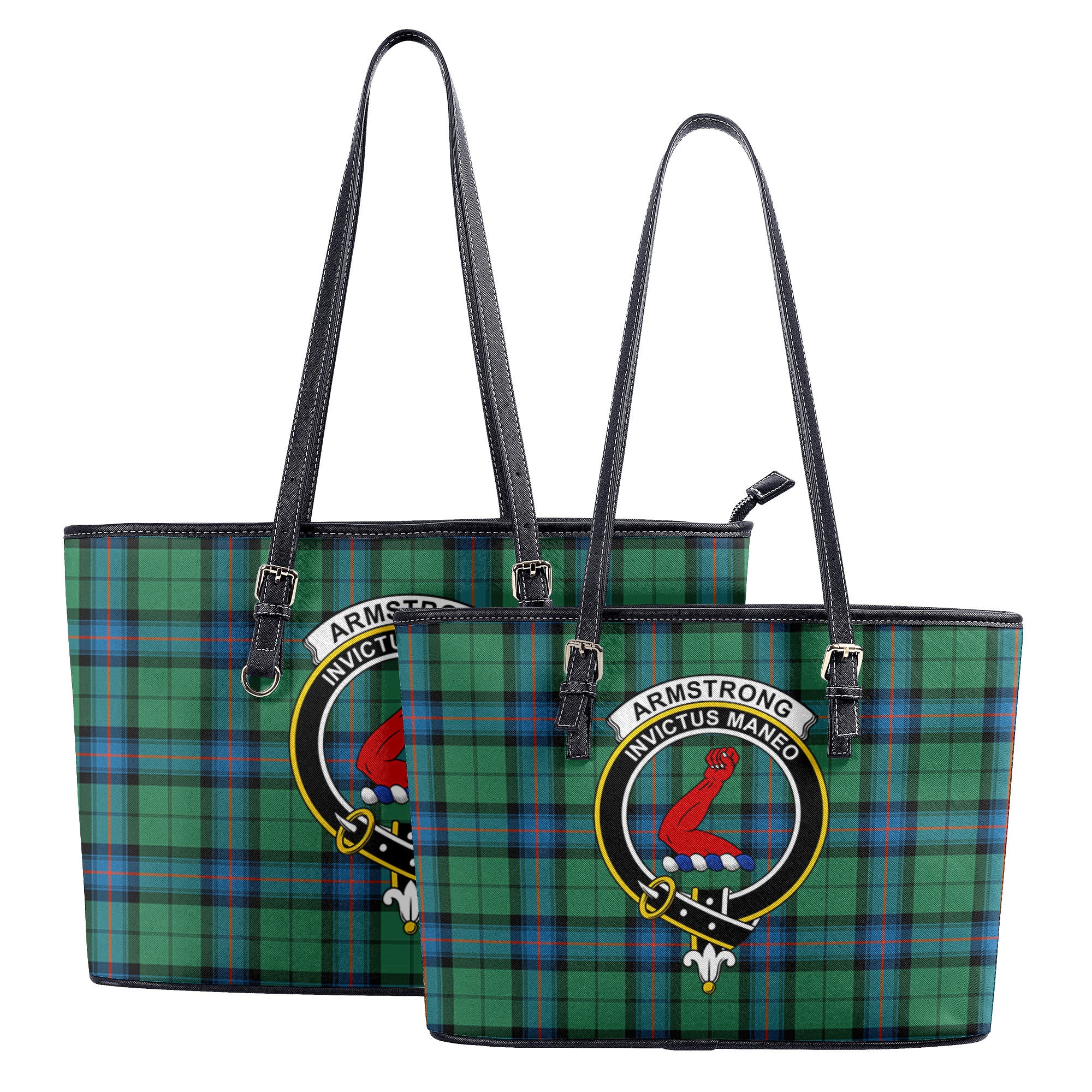 Armstrong Ancient Tartan Crest Leather Tote Bag