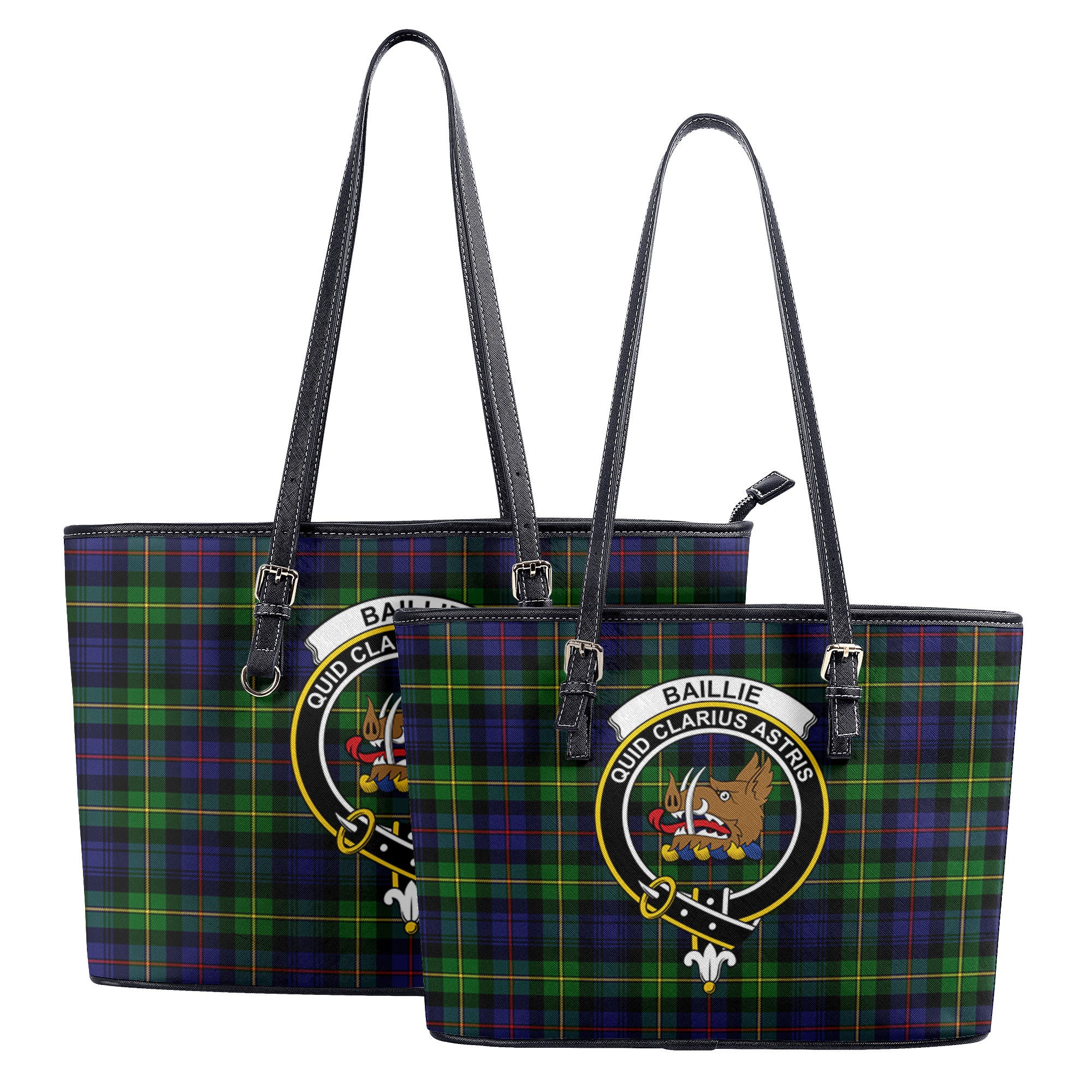 Baillie Tartan Crest Leather Tote Bag