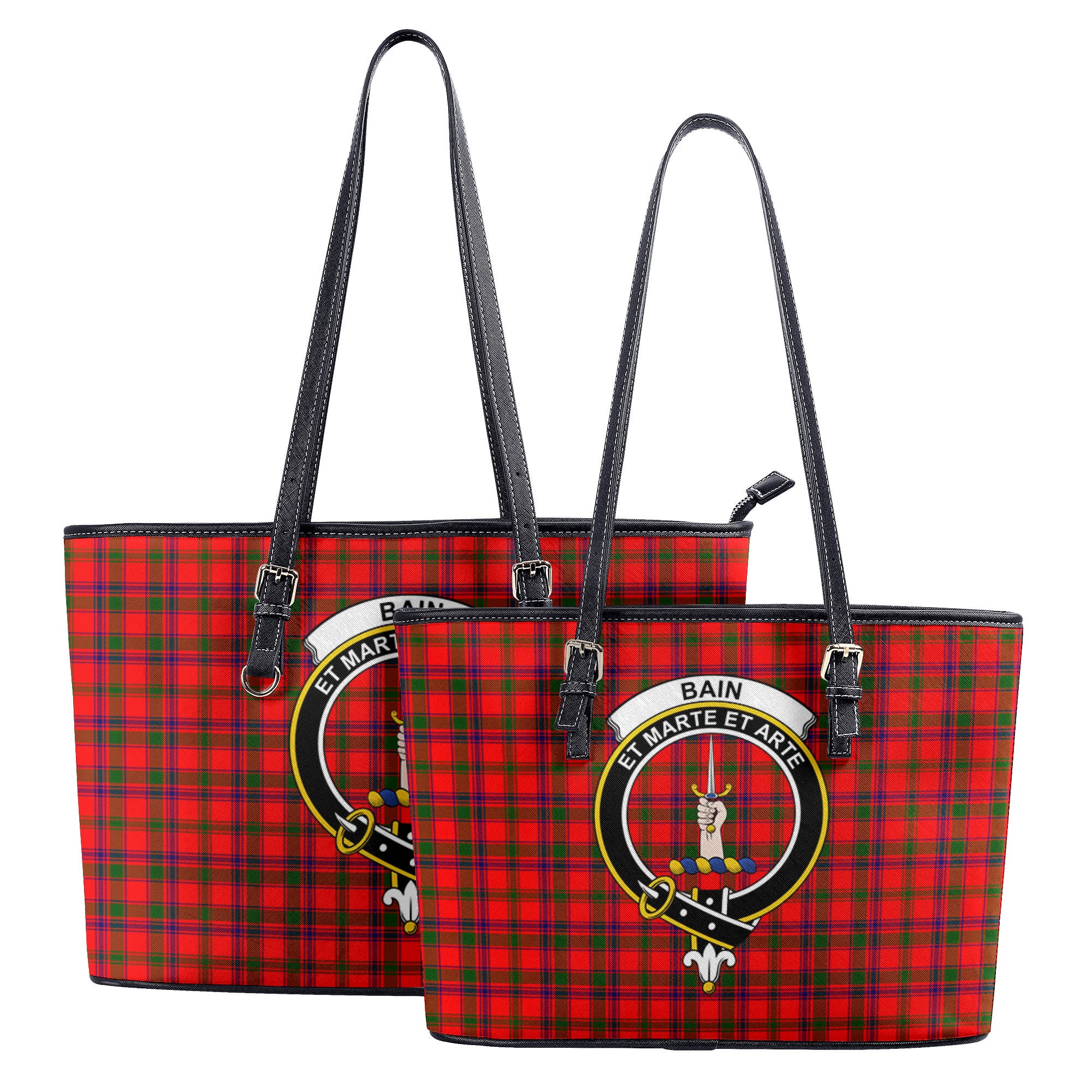 Bain Tartan Crest Leather Tote Bag