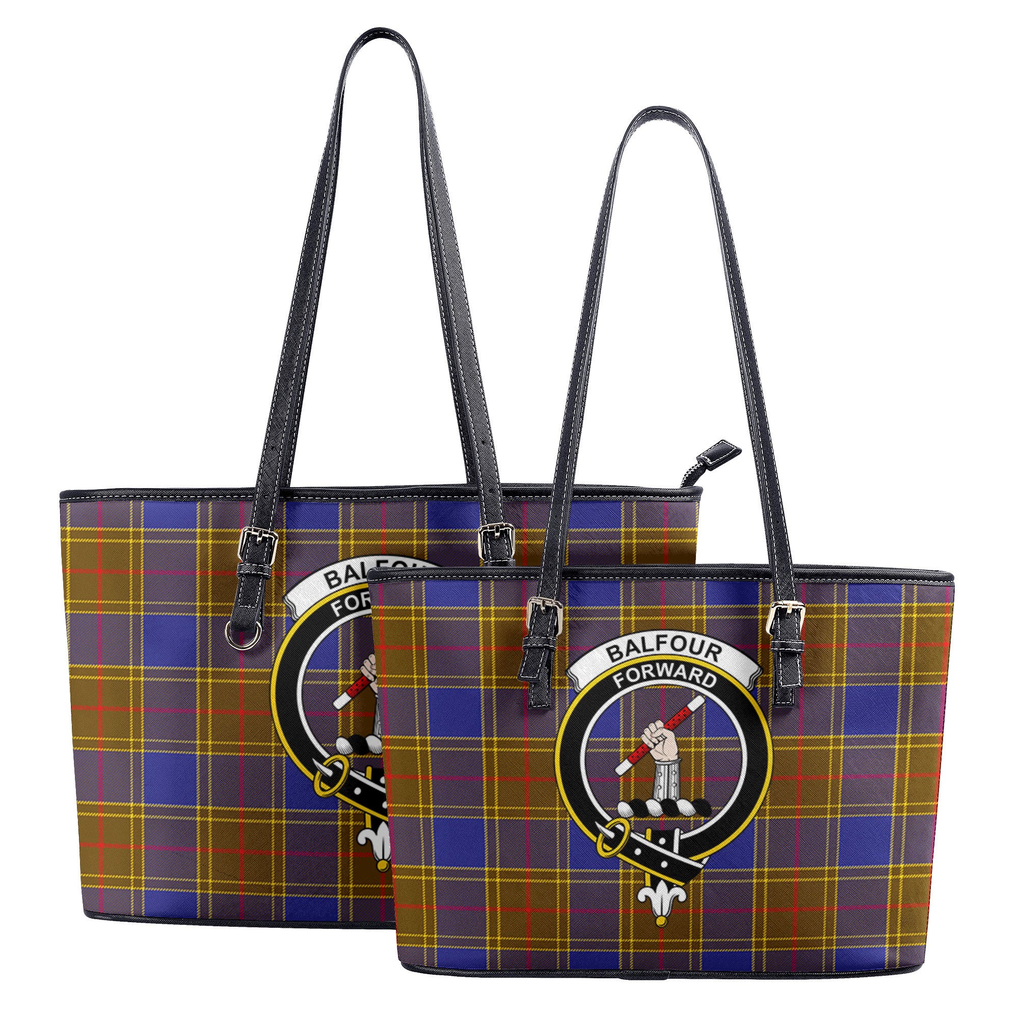 Balfour Modern Tartan Crest Leather Tote Bag